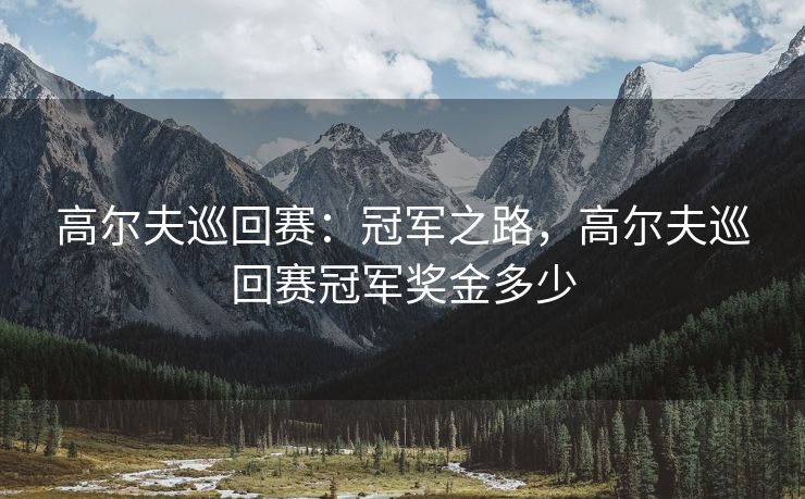 高尔夫巡回赛：冠军之路，高尔夫巡回赛冠军奖金多少